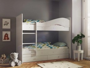 Кровать 2-х ярусная Мая с ящиками на латофлексах белый в Симе - sim.magazinmebel.ru | фото