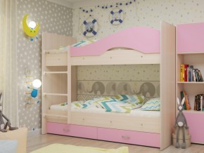 Кровать 2-х ярусная Мая с ящиками на латофлексах розовая в Симе - sim.magazinmebel.ru | фото