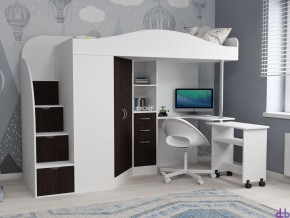 Кровать чердак Юниор 4 Белое дерево-венге в Симе - sim.magazinmebel.ru | фото