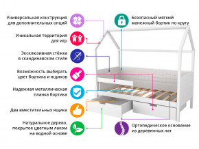 Кровать-домик мягкий Svogen с ящиками и бортиком бежево-белый в Симе - sim.magazinmebel.ru | фото - изображение 2