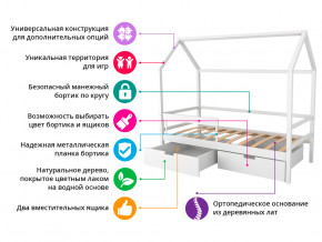 Кровать-домик Svogen с фото с ящиками и бортиком белый/зверята в Симе - sim.magazinmebel.ru | фото - изображение 2