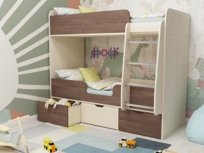 Кровать двухъярусная Малыш двойняшка дуб молочный-бодега в Симе - sim.magazinmebel.ru | фото