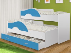 Кровать выкатная Радуга с ящиком 80х160 белая-голубой в Симе - sim.magazinmebel.ru | фото